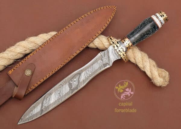 Damascus Steel Dagger Knife with Sheath